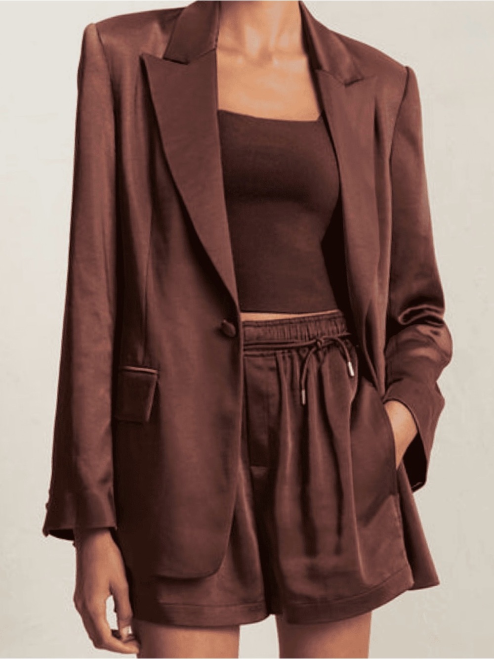 A.L.C. Brown Satin Tailored Blazer